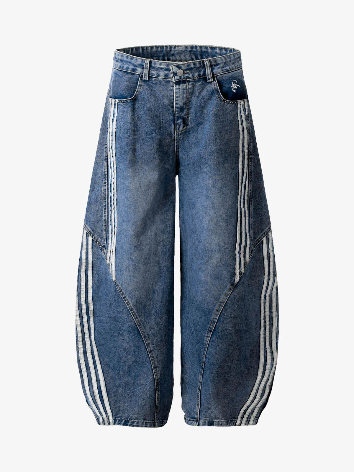 Side-Stripe Barrel Jeans