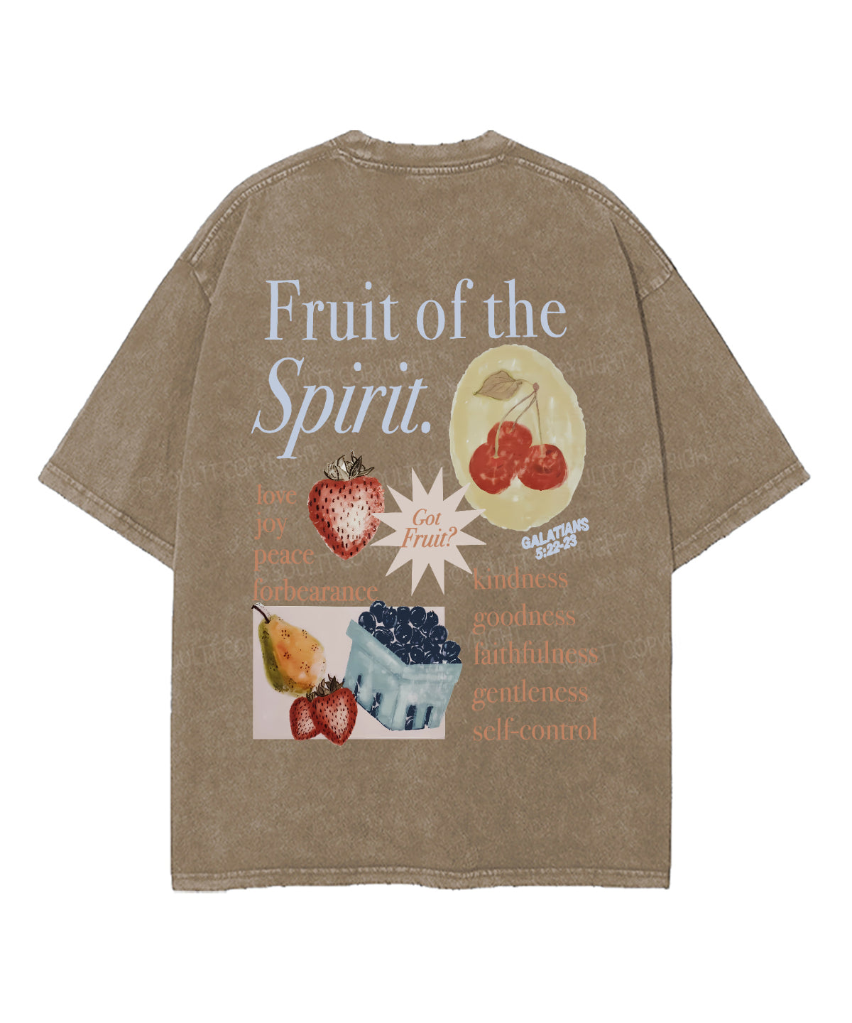 Fruit Of The Spirit Double Sided Unisex Washed Christian T-shirt