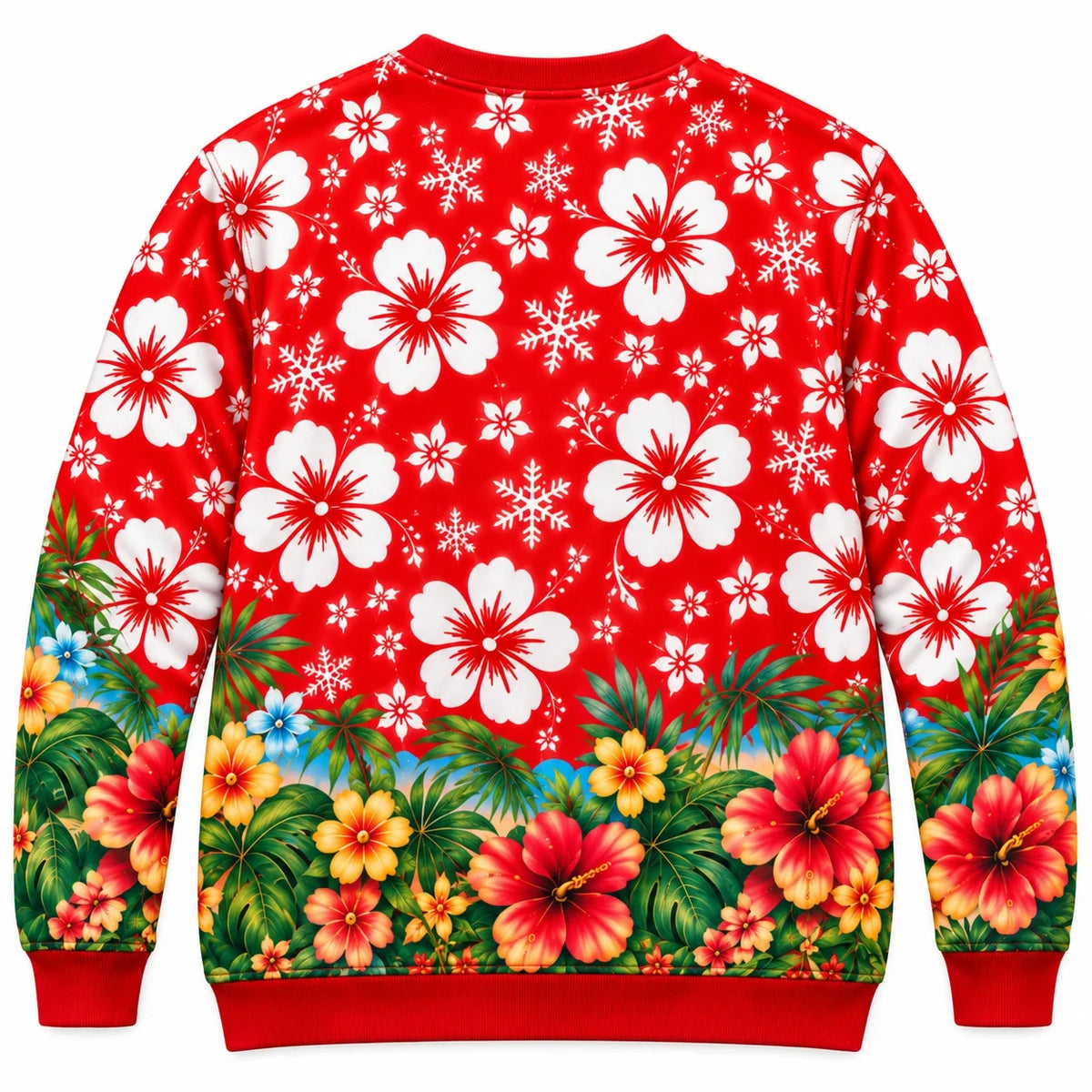 Funny Tropical Santa Belly Christmas Sweatshirt – Hawaiian Holiday Ugly Sweater