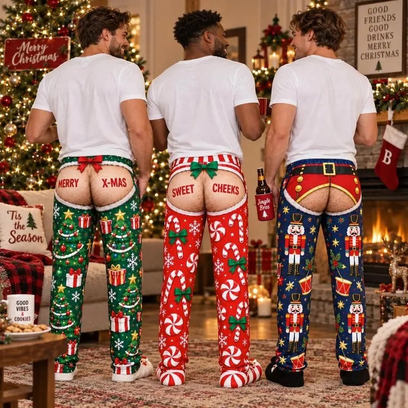 Cheeky Christmas Pajama Pants – Funny Men’s Holiday Bottoms