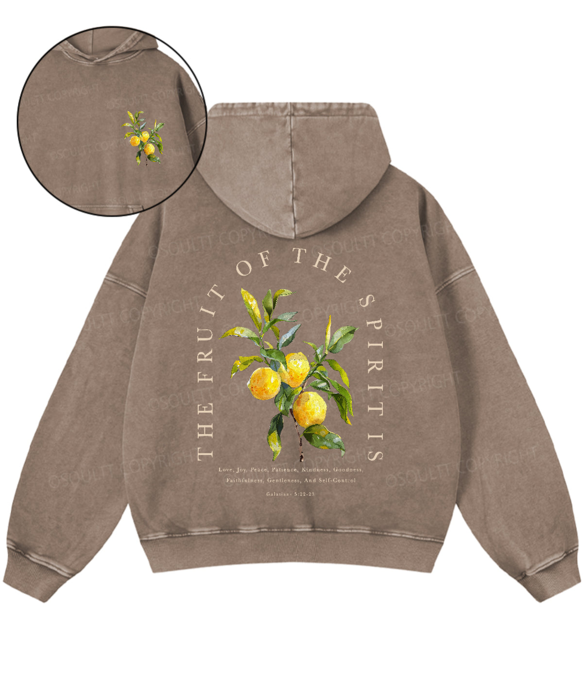 The Fruit Of The Spirit Double Sided Washed Christian Hoodie