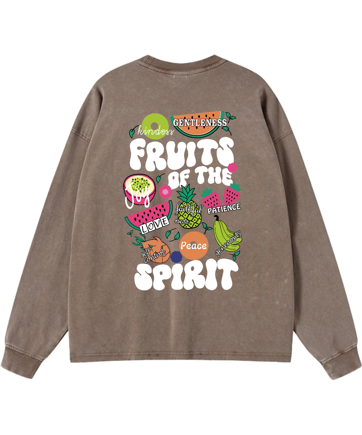 Fruit of the Spirit Washed Christian Long-sleeve T-shirt