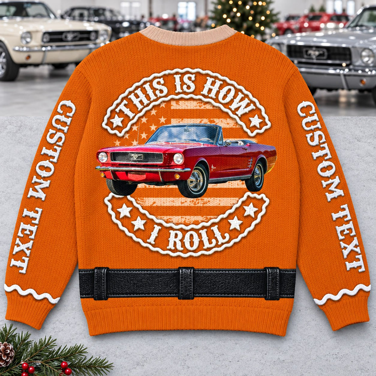 Personalized Classic Car Christmas Pullover – Custom Photo Funny Holiday Top for Car Lovers