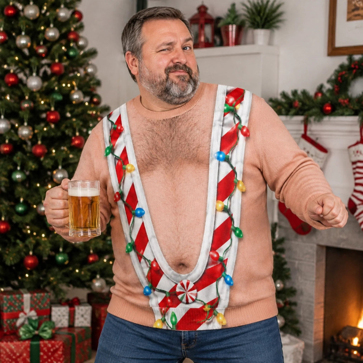 My Belly Brings the Cheer Ugly Christmas Sweater – Funny Holiday Sweatshirt for Men