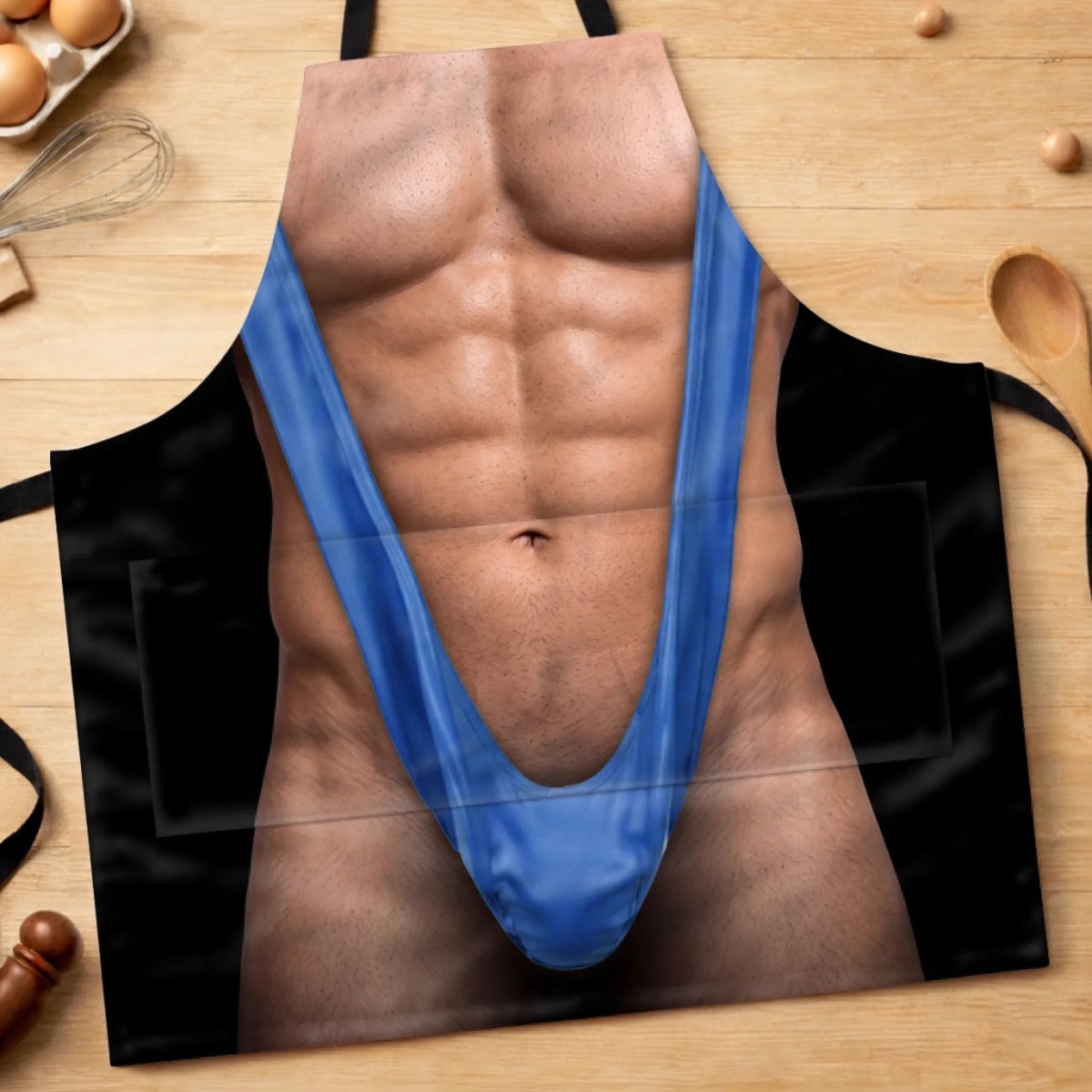 Custom Skin Tone King of the Grill Apron – Funny Muscle Body Illusion BBQ Apron with Pocket