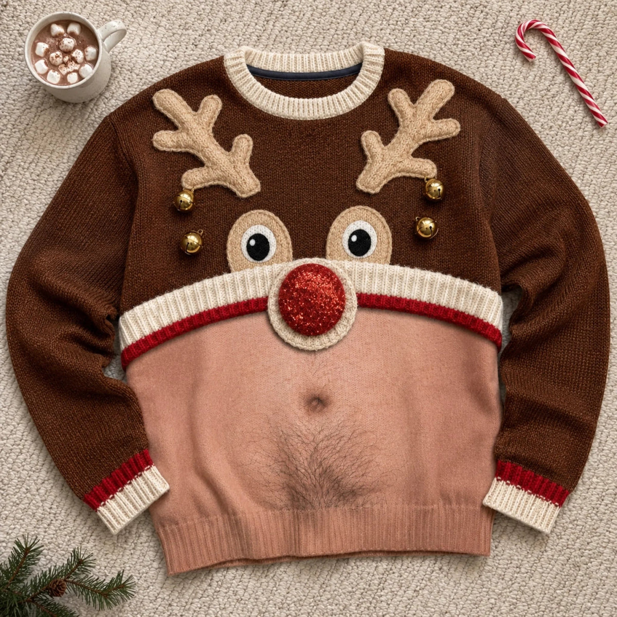 My Reindeer Belly Says Merry Ugly Christmas Sweater – Funny Holiday Sweatshirt for Men