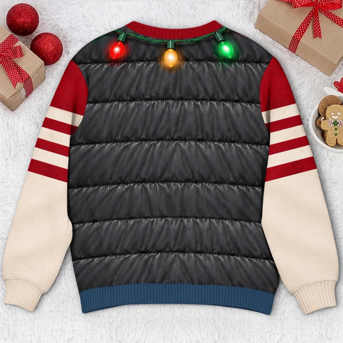 Funny Football Belly Illusion Christmas Sweatshirt – Men’s Ugly Christmas Game Day Pullover