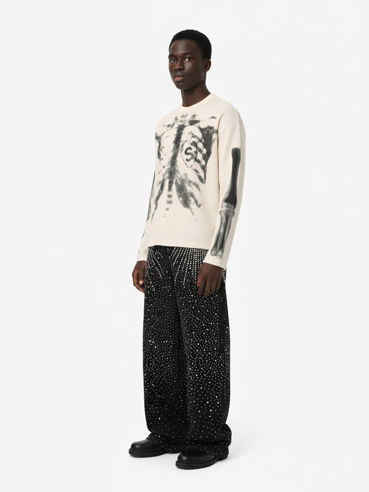 Skeleton Graphic Waffle Sweatshirt