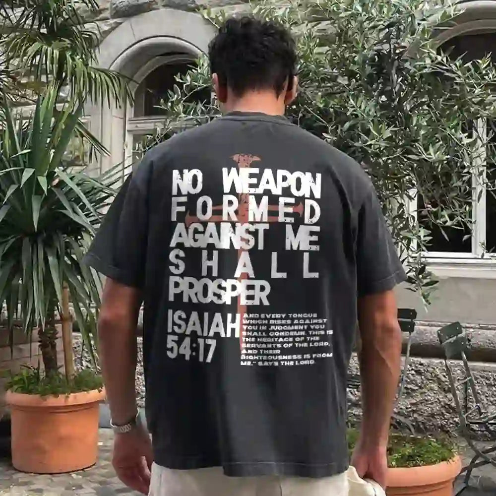 Christianartworkshop No Weapon Formed Against Me Graphic Unisex Washed T-Shirt