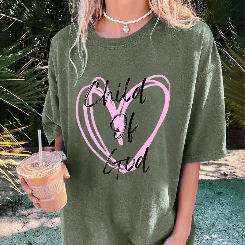 Christianartworkshop Romantic Child of God with Sacred Heart Unisex Washed T-Shirt