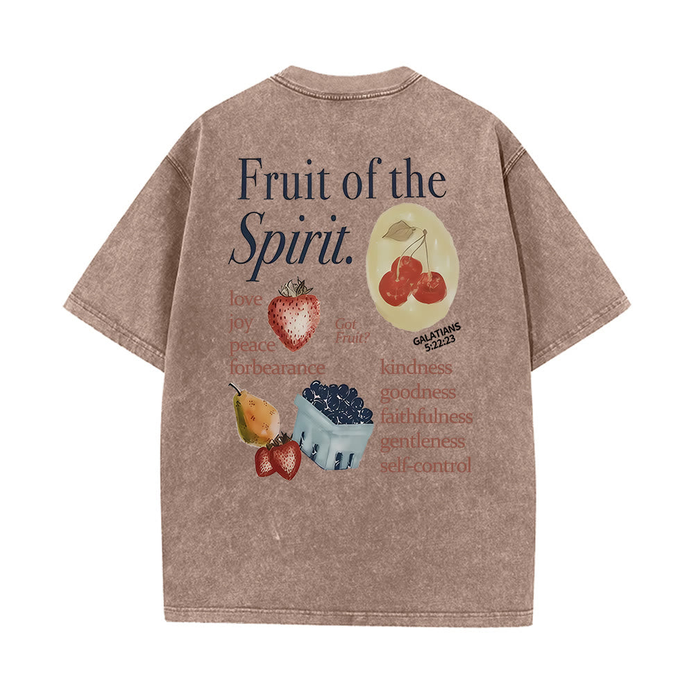 Christianartworkshop Fruit Of The Spirit Double Sided Unisex Washed T-shirt