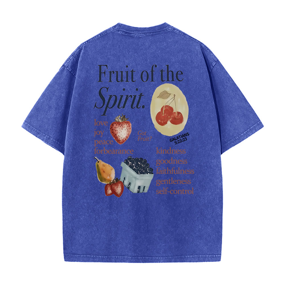 Christianartworkshop Fruit Of The Spirit Double Sided Unisex Washed T-shirt