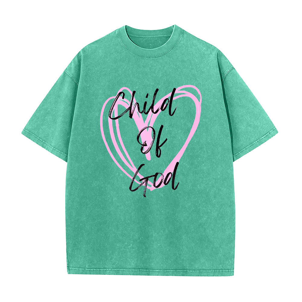 Christianartworkshop Romantic Child of God with Sacred Heart Unisex Washed T-Shirt