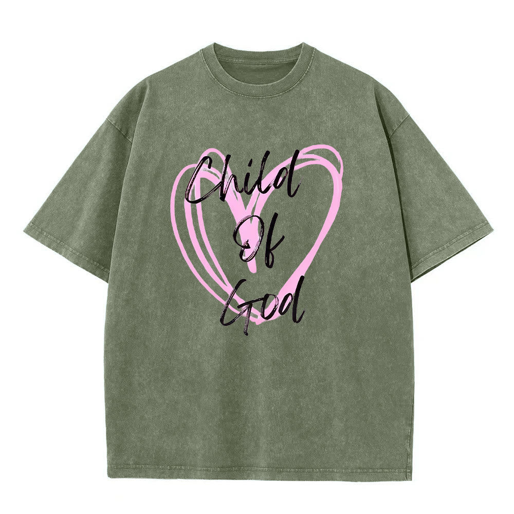 Christianartworkshop Romantic Child of God with Sacred Heart Unisex Washed T-Shirt