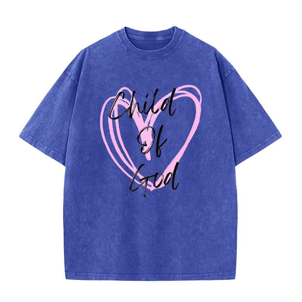 Christianartworkshop Romantic Child of God with Sacred Heart Unisex Washed T-Shirt