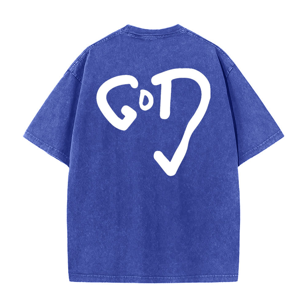 Christianartworkshop God Heart Unisex Washed T-shirt