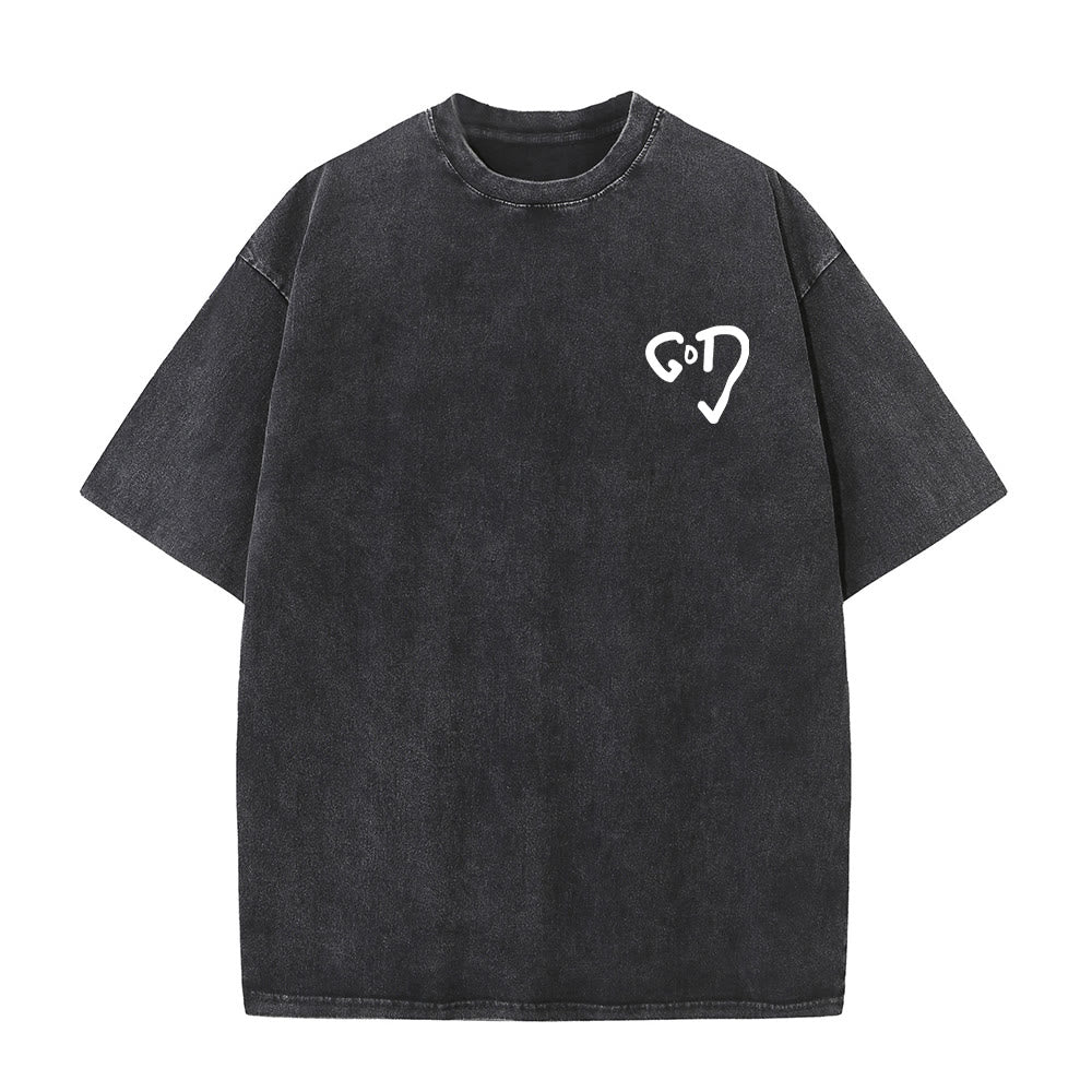 Christianartworkshop God Heart Unisex Washed T-shirt