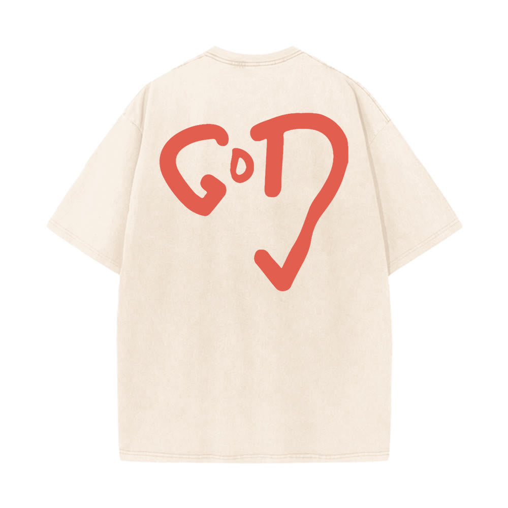 Christianartworkshop God Heart Unisex Washed T-shirt
