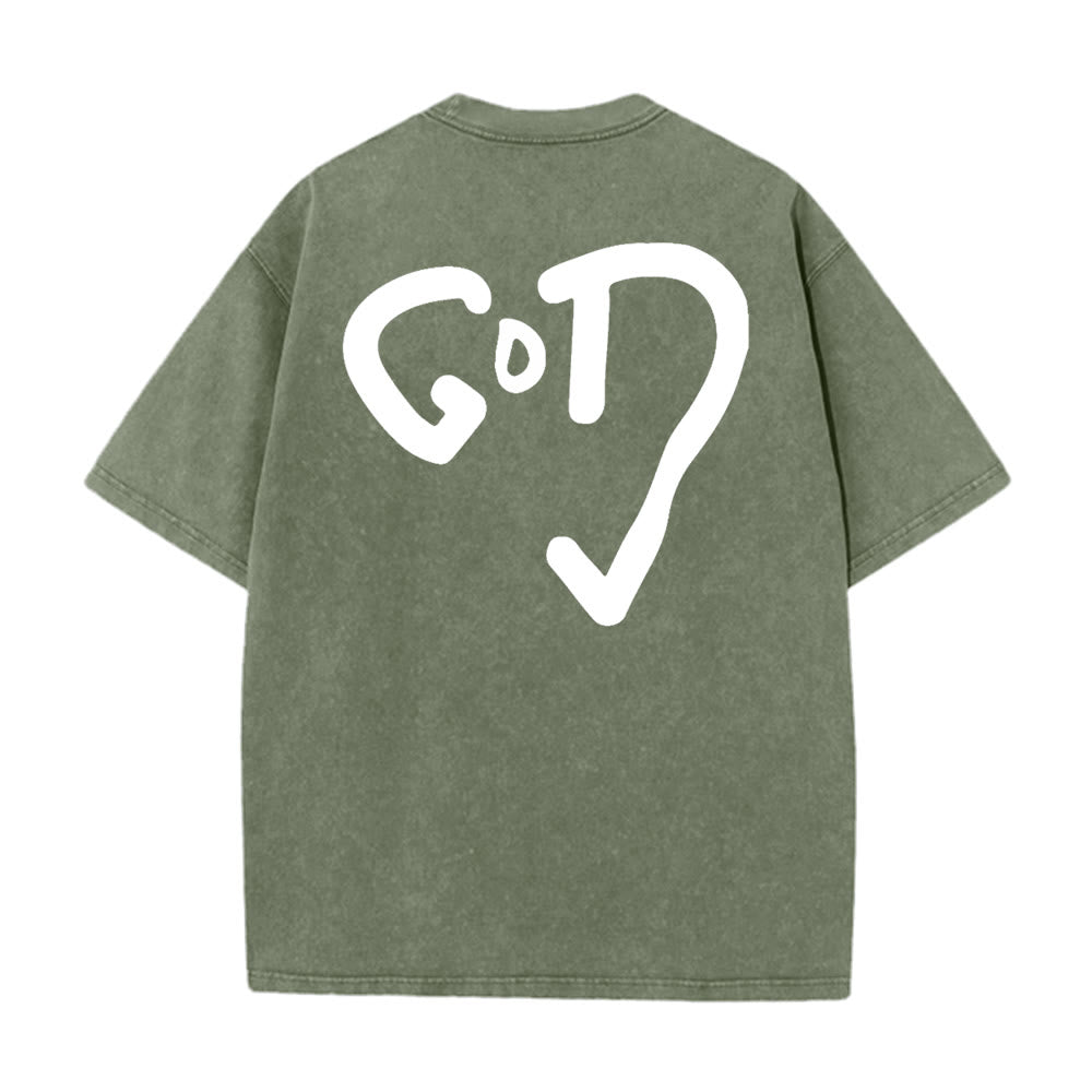 Christianartworkshop God Heart Unisex Washed T-shirt