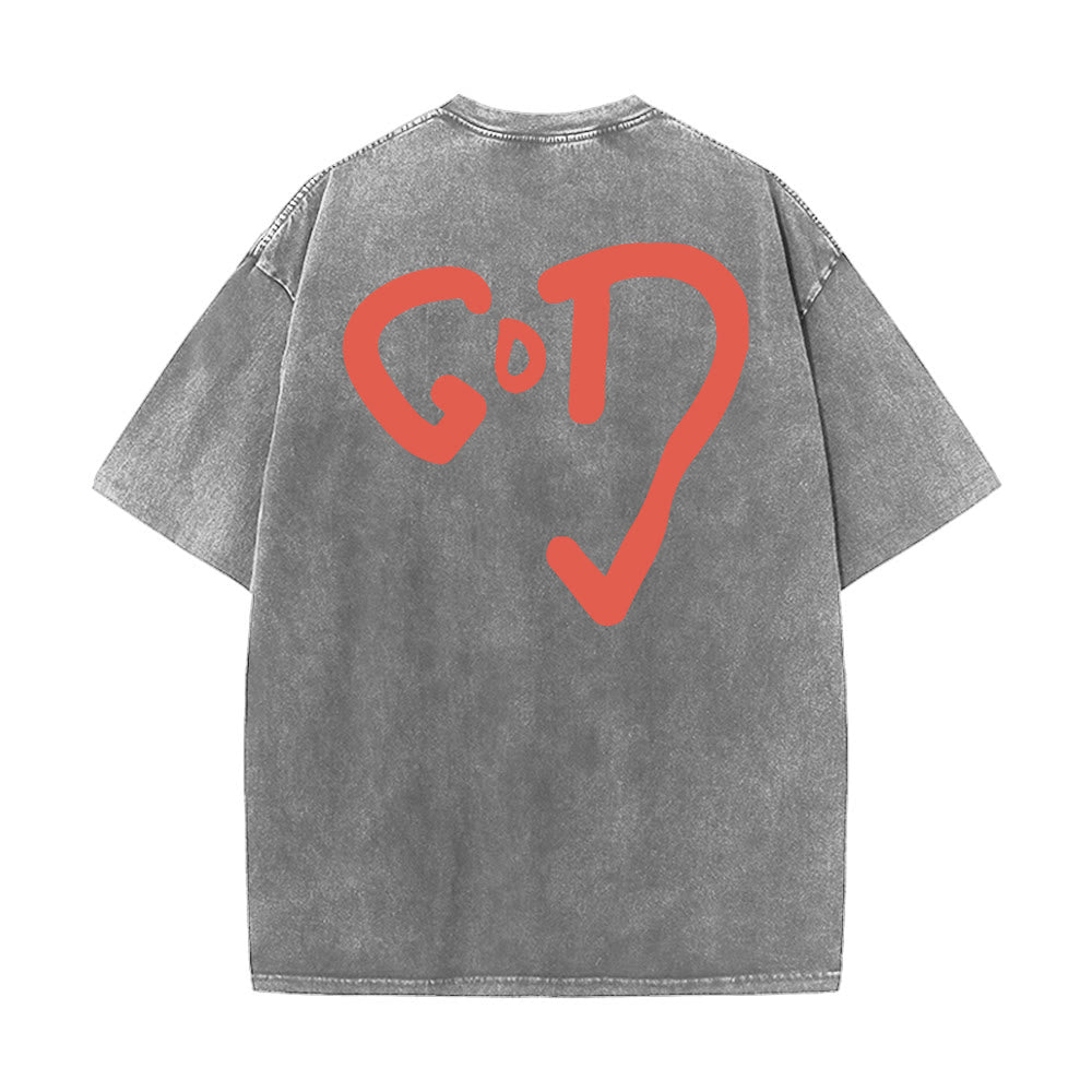 Christianartworkshop God Heart Unisex Washed T-shirt