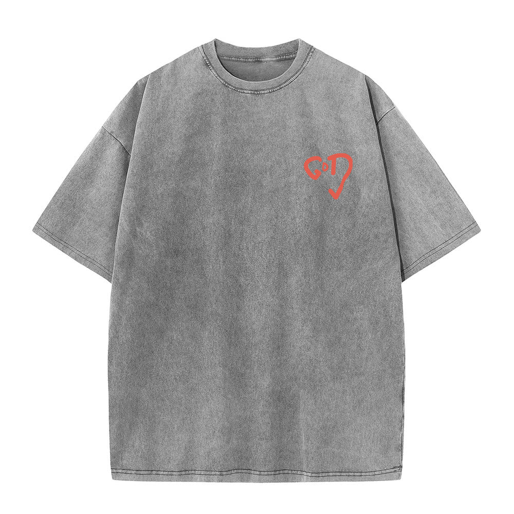 Christianartworkshop God Heart Unisex Washed T-shirt