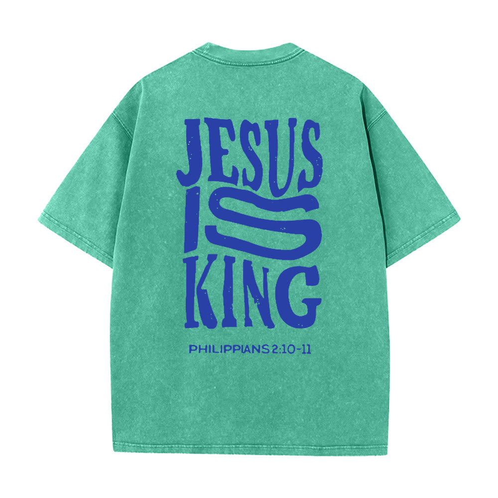 Christianartworkshop Jesus Is King Graphic Unisex Washed T-Shirt