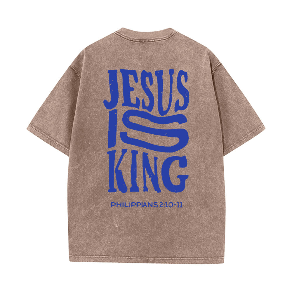 Christianartworkshop Jesus Is King Graphic Unisex Washed T-Shirt