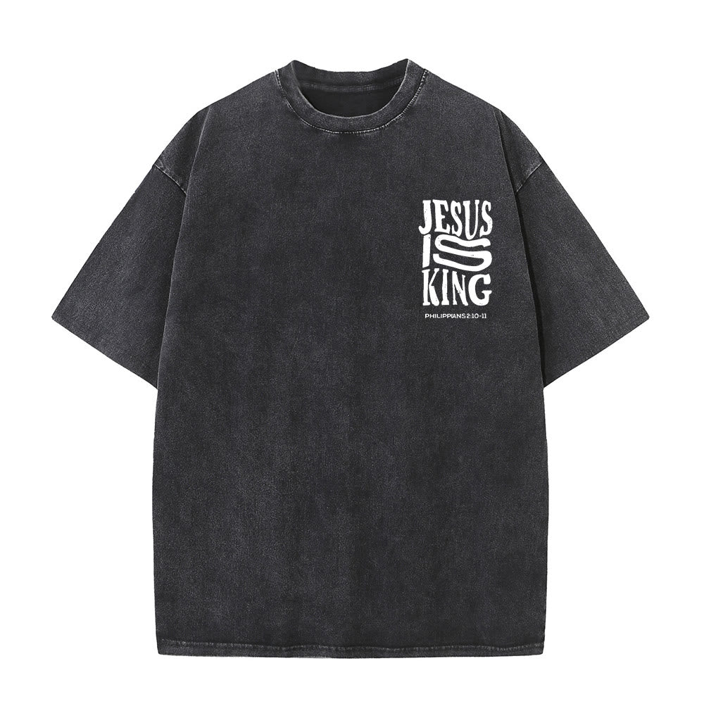 Christianartworkshop Jesus Is King Graphic Unisex Washed T-Shirt