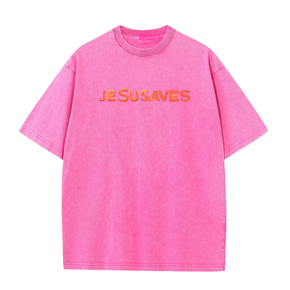 Christianartworkshop Jesus Saves Cross Graphic Unisex Washed T-Shirt