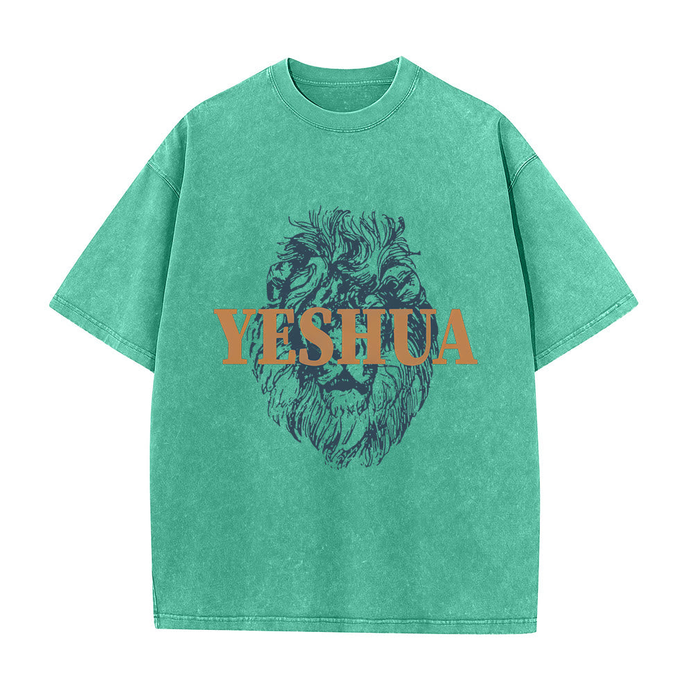 Christianartworkshop "YESHUA" Lion Head Washed T-Shirt