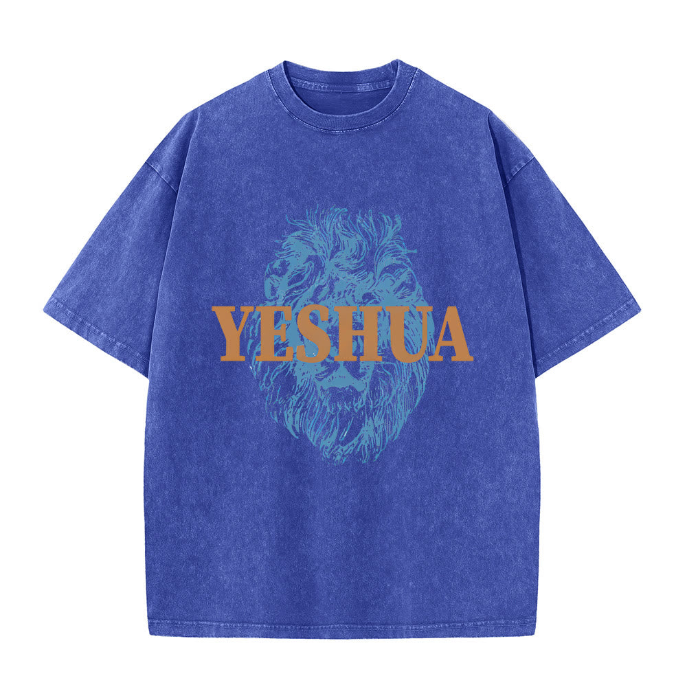 Christianartworkshop "YESHUA" Lion Head Washed T-Shirt