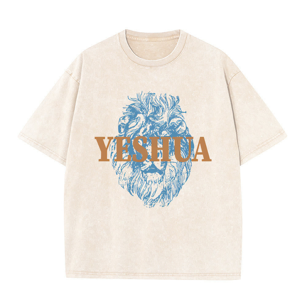 Christianartworkshop "YESHUA" Lion Head Washed T-Shirt