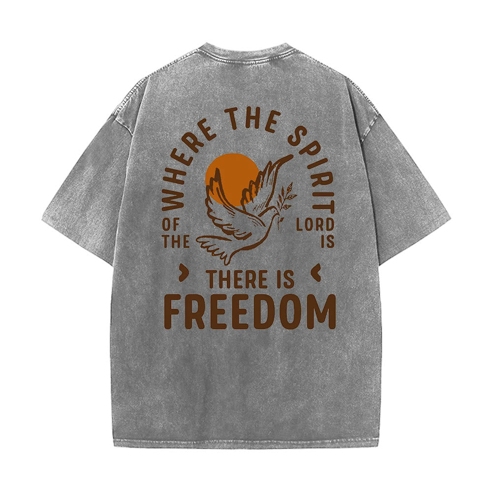 Christianartworkshop Spirit of the Lord and Freedom Unisex Washed T-Shirt