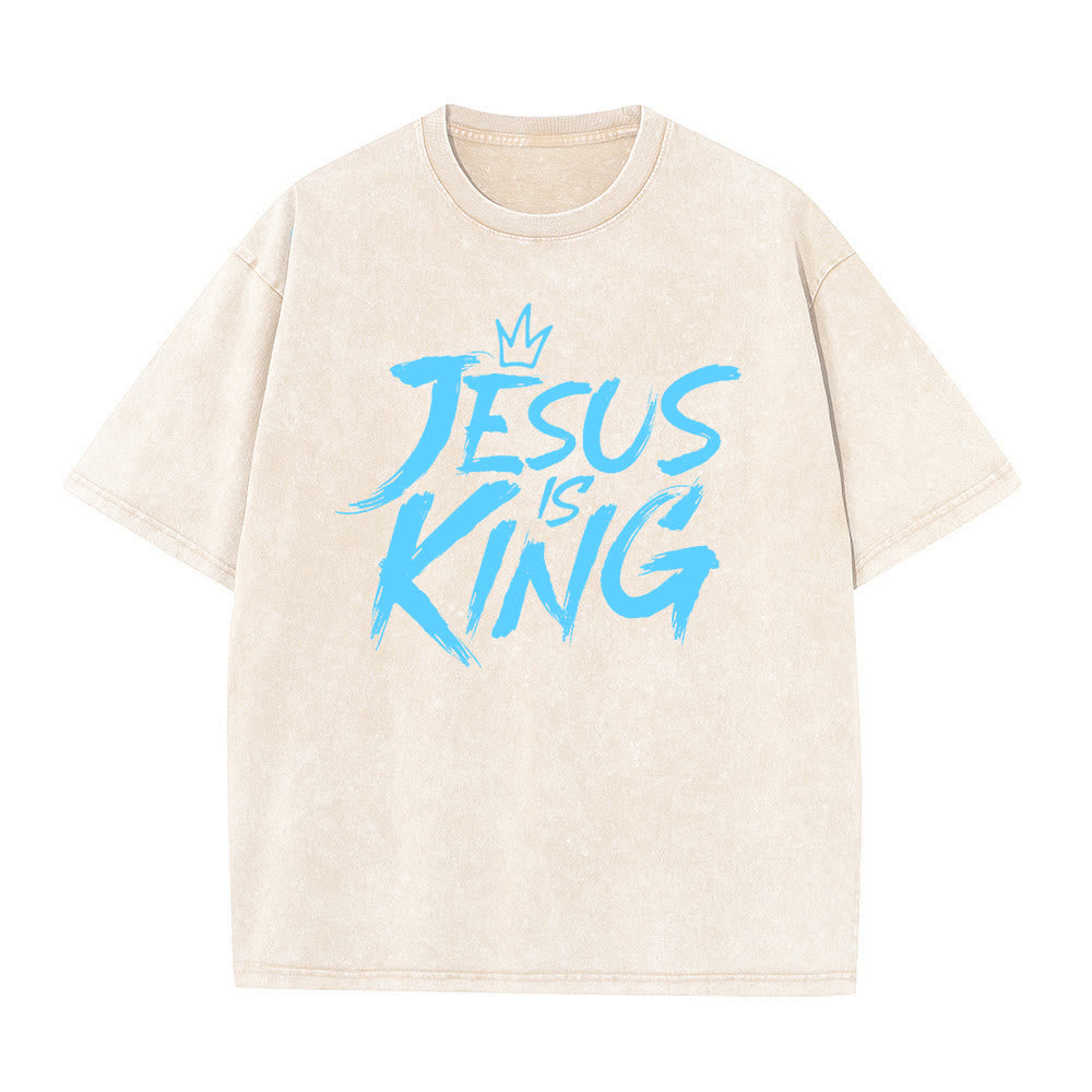 Christianartworkshop Jesus Is King Unisex Washed T-Shirt