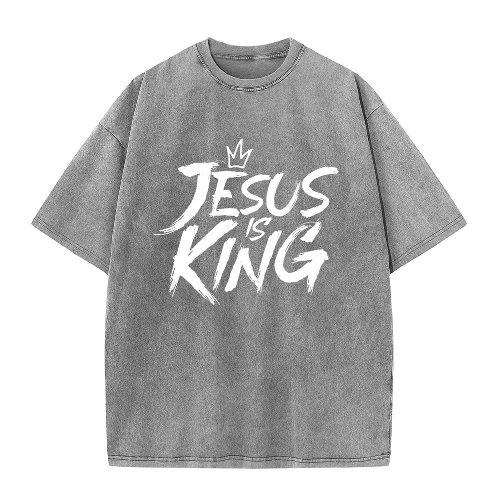 Christianartworkshop Jesus Is King Unisex Washed T-Shirt