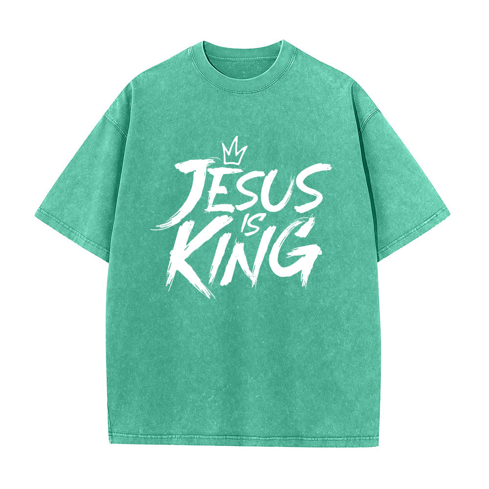 Christianartworkshop Jesus Is King Unisex Washed T-Shirt