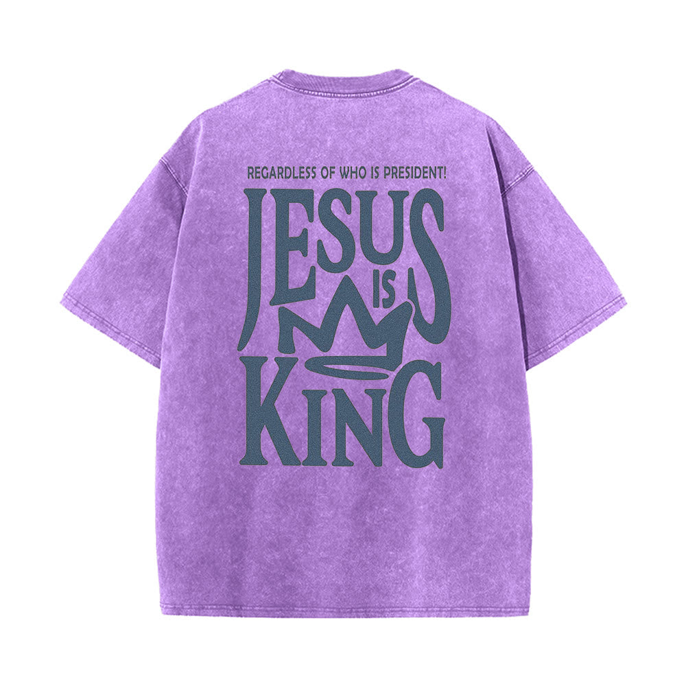 Christianartworkshop Jesus is King Statement Unisex Washed T-Shirt