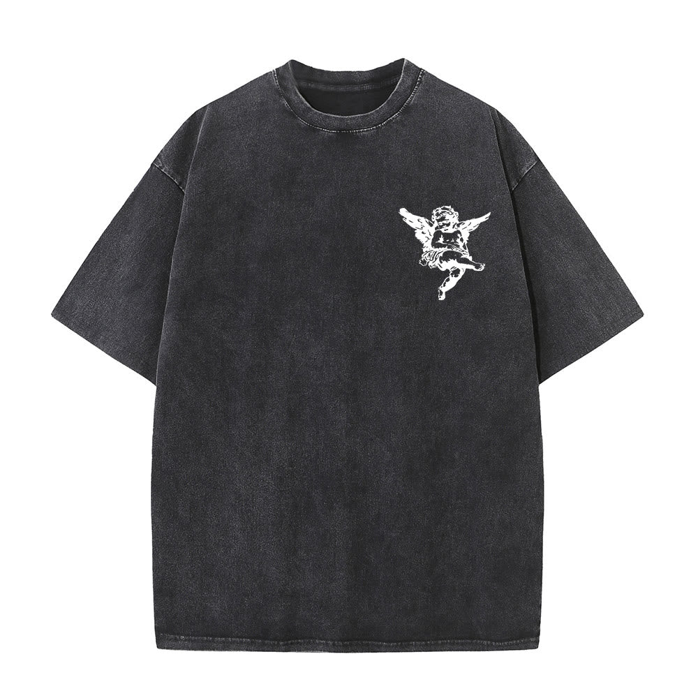 Christianartworkshop Inspired Blessed T-Shirt with Cherub Design Unisex Washed T-Shirt