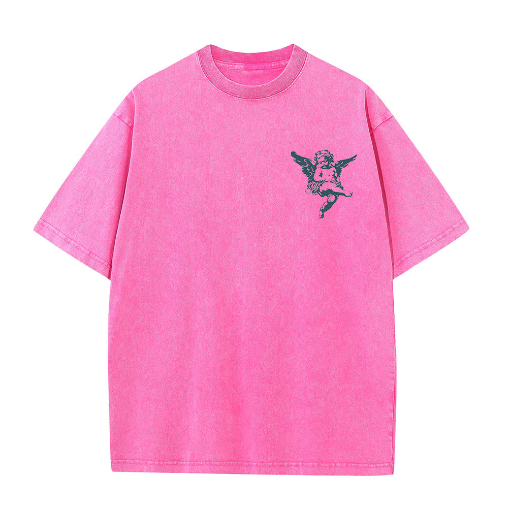 Christianartworkshop Inspired Blessed T-Shirt with Cherub Design Unisex Washed T-Shirt