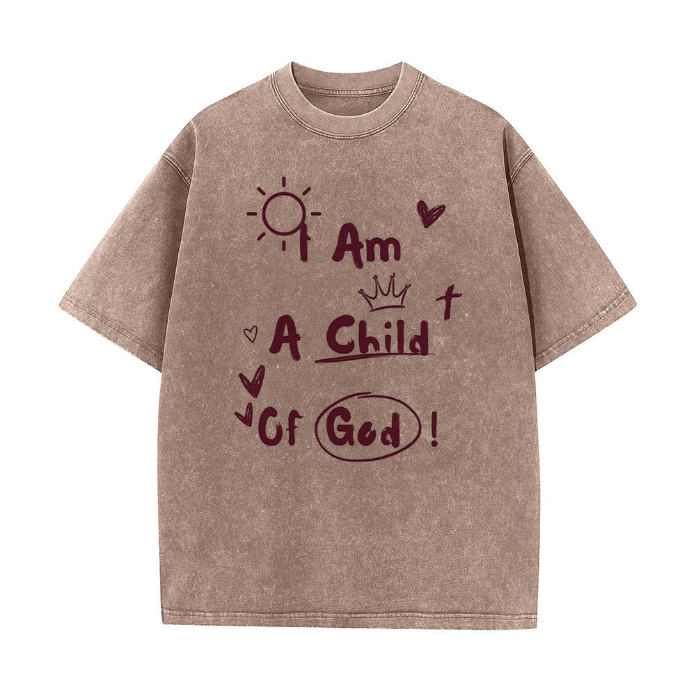 Christianartworkshop Vibrant Doodle Style I am a child of God Washed T-Shirt