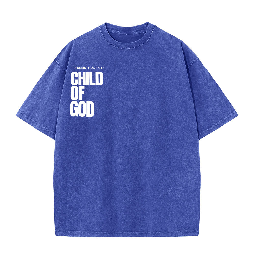 Christianartworkshop Minimalist Child of God Unisex Washed T-Shirt: Bold Faith in Clean Design