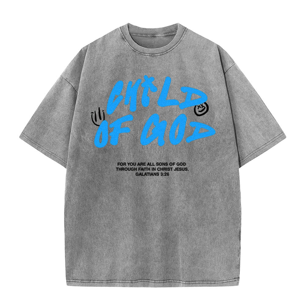 Christianartworkshop Vibrant Graffiti Style Child of God Unisex Washed T-Shirt