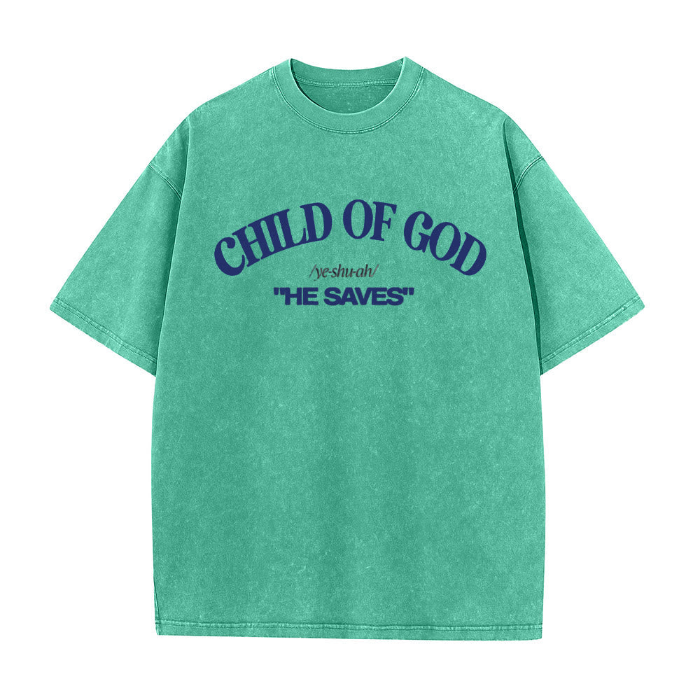 Christianartworkshop Classic Style He Save Child of God Unisex Washed T-Shirt