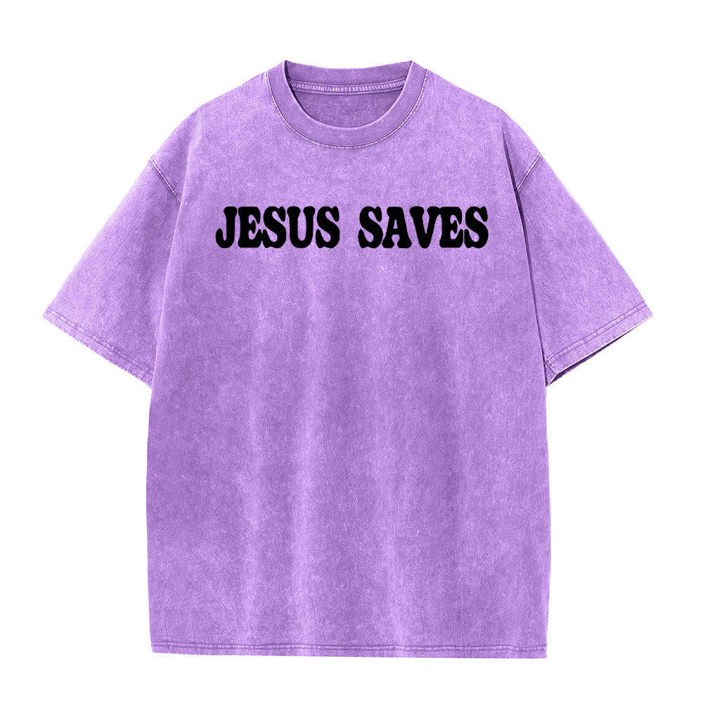 Christianartworkshop Jesus Saves Unisex Washed T-Shirt