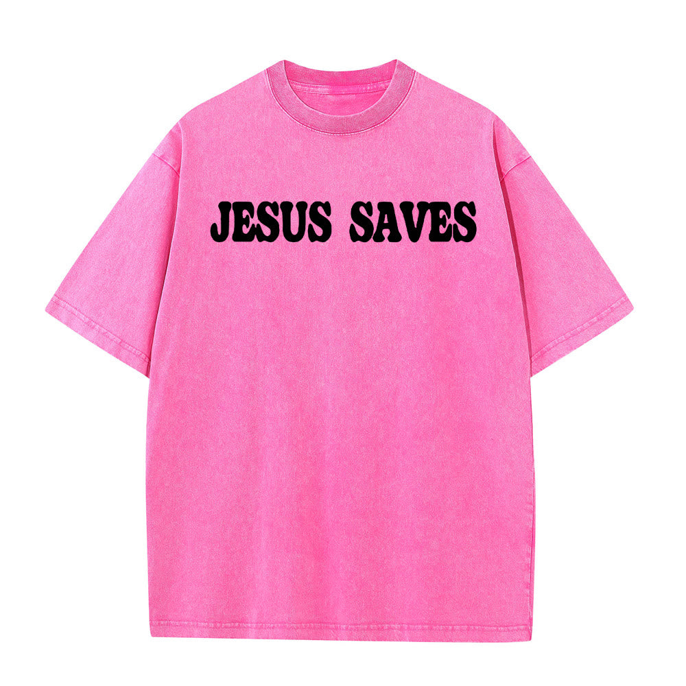 Christianartworkshop Jesus Saves Unisex Washed T-Shirt