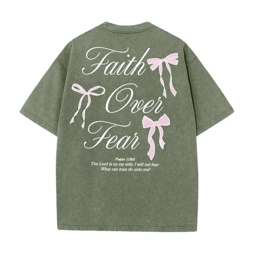 Christianartworkshop Faith Over Fear Unisex Washed T-Shirt