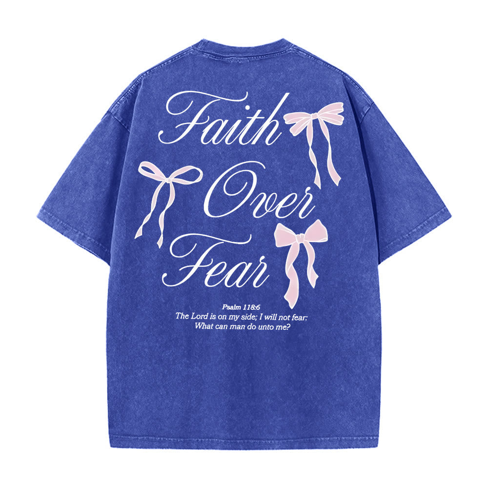 Christianartworkshop Faith Over Fear Unisex Washed T-Shirt