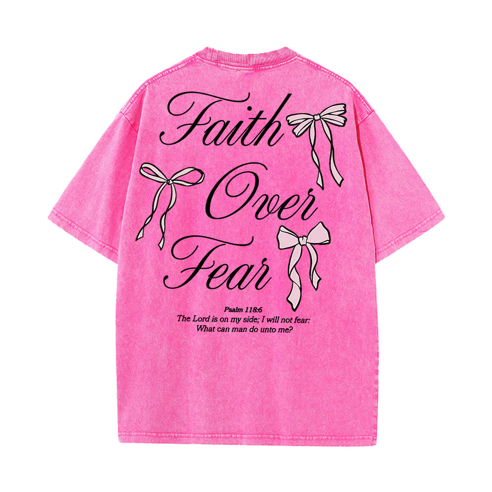 Christianartworkshop Faith Over Fear Unisex Washed T-Shirt