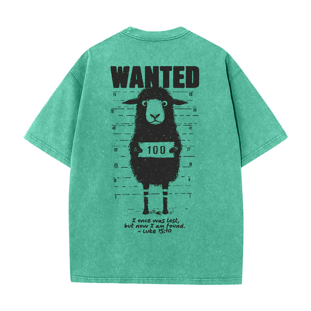 Christianartworkshop Wanted Sheep Unisex Washed T-shirt