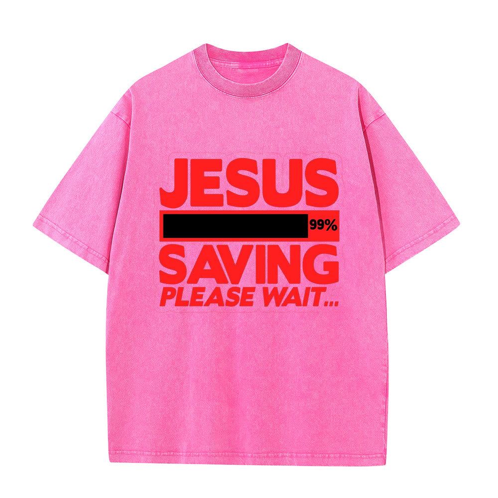 Christianartworkshop Jesus Saving Please Wait Unisex Washed T-shirt